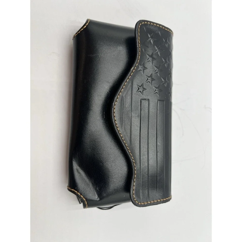 Montana West Black American Flag Leather Belt Loop Holster Cell Phone Case